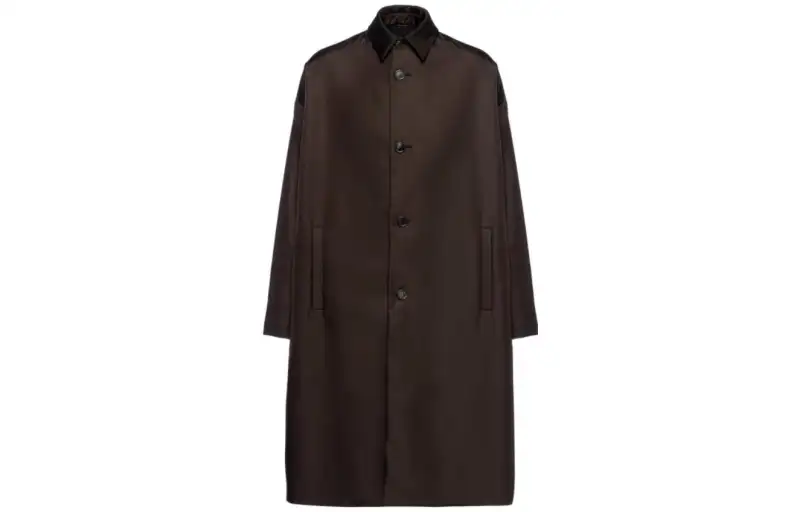 PRADA Coats Men's Brown Lapel Moderate Straight Fit