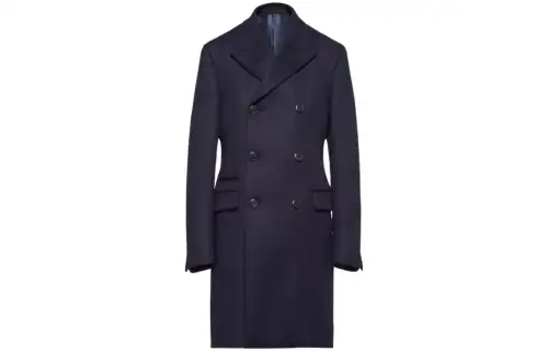PRADA Coats Men's Navy Suit Collar Moderate Straight Fit