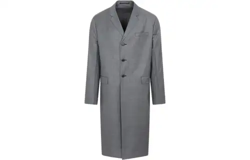PRADA Coats Men's Gray Lapel Moderate Straight Fit