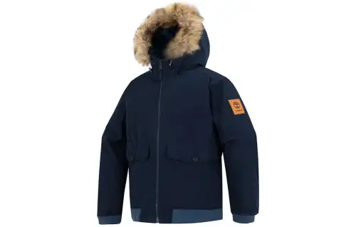 Timberland Puffer Jackets Men's Navy Blue Detachable Hood Moderate Puffer Jacket