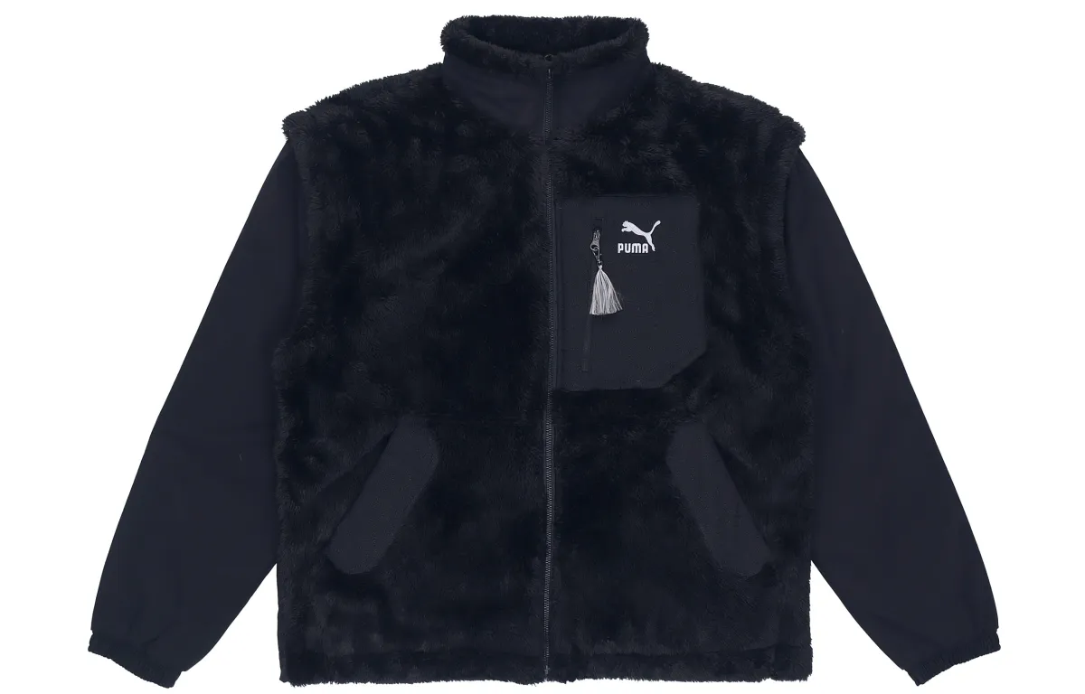 PUMA Velvet Jackets Men's Black Stand Collar Moderate