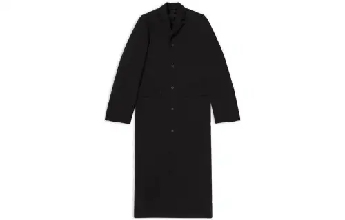 Balenciaga Coats Men's Black Lapel Moderate Straight Fit