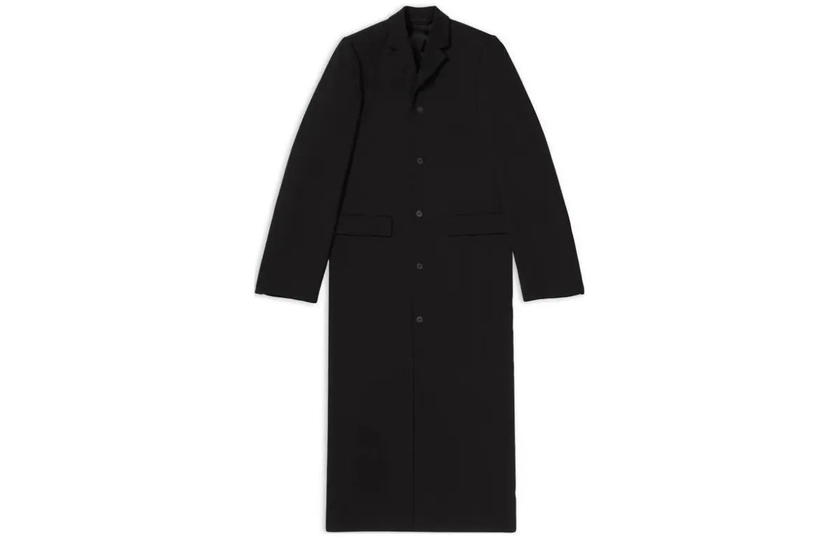 Balenciaga Coats Men's Black Lapel Moderate Straight Fit