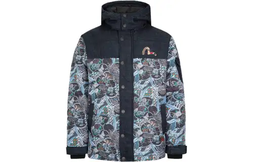 EVISU Down Jackets Men's Blue Hooded Moderate Other