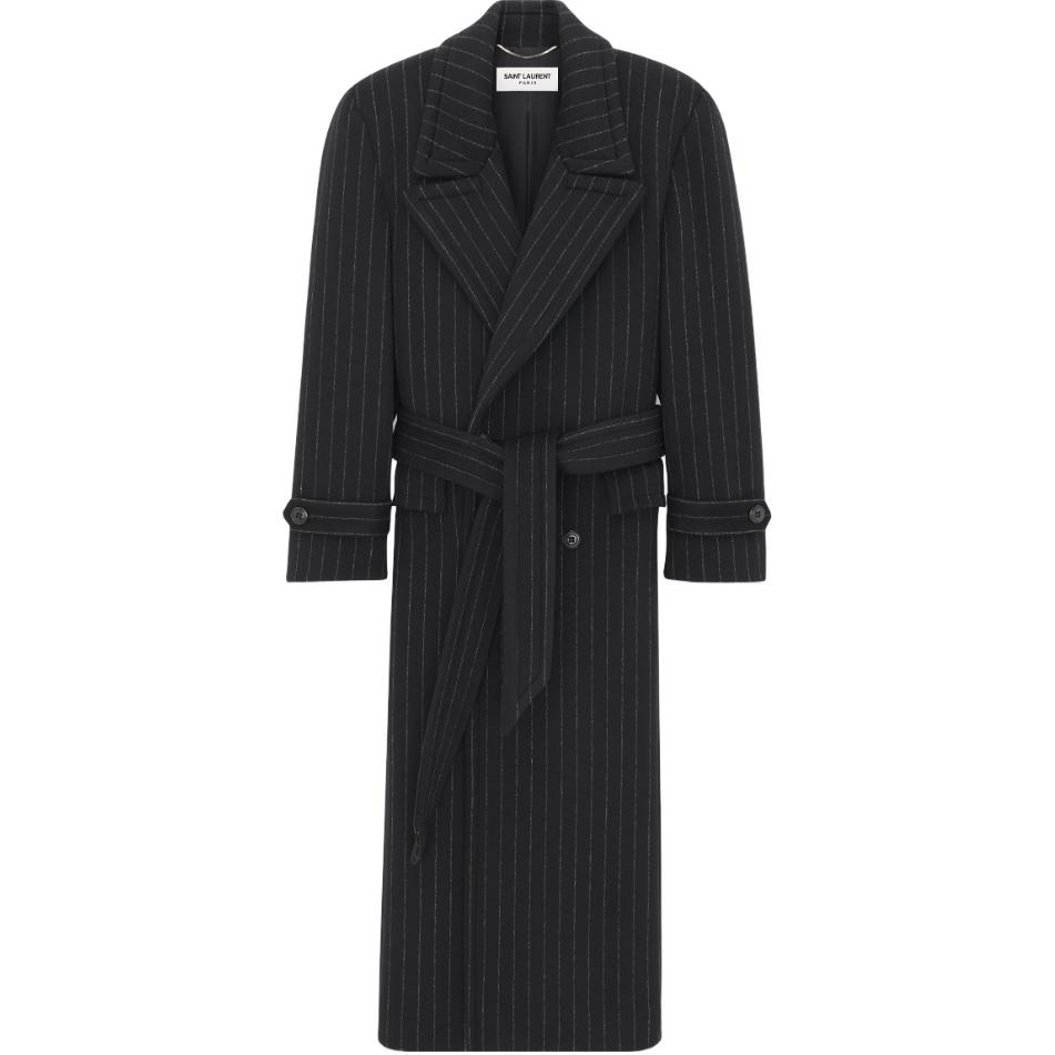 【Zoomed Imagery】oversize pinstriped wool coat