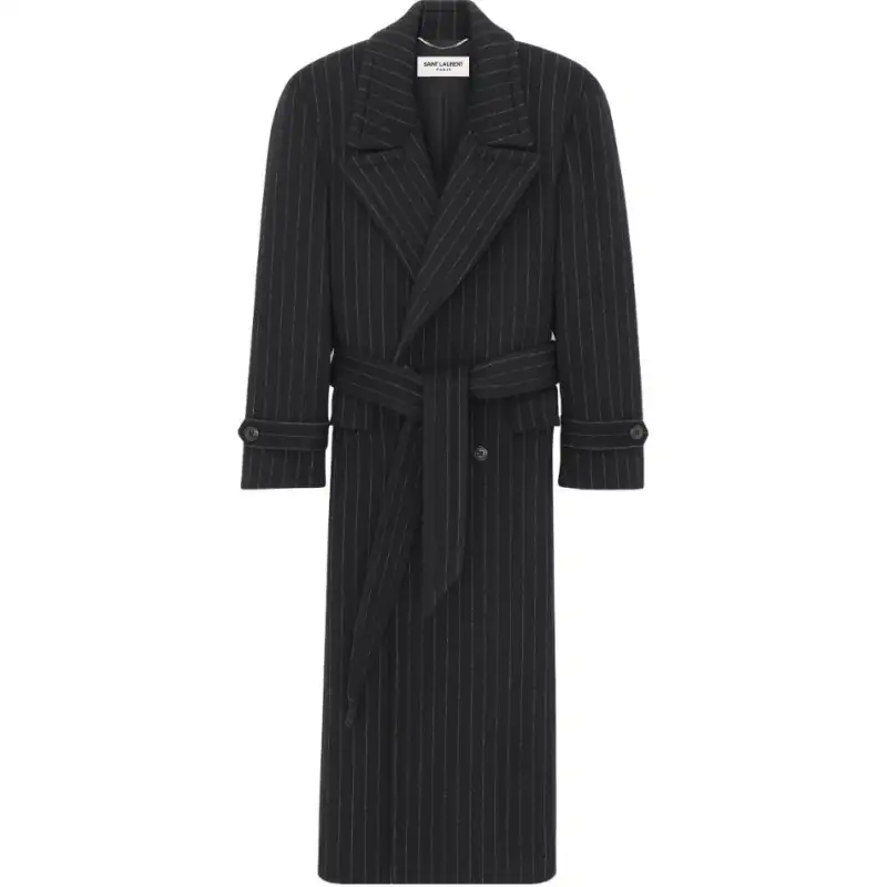 【Zoomed Imagery】oversize pinstriped wool coat