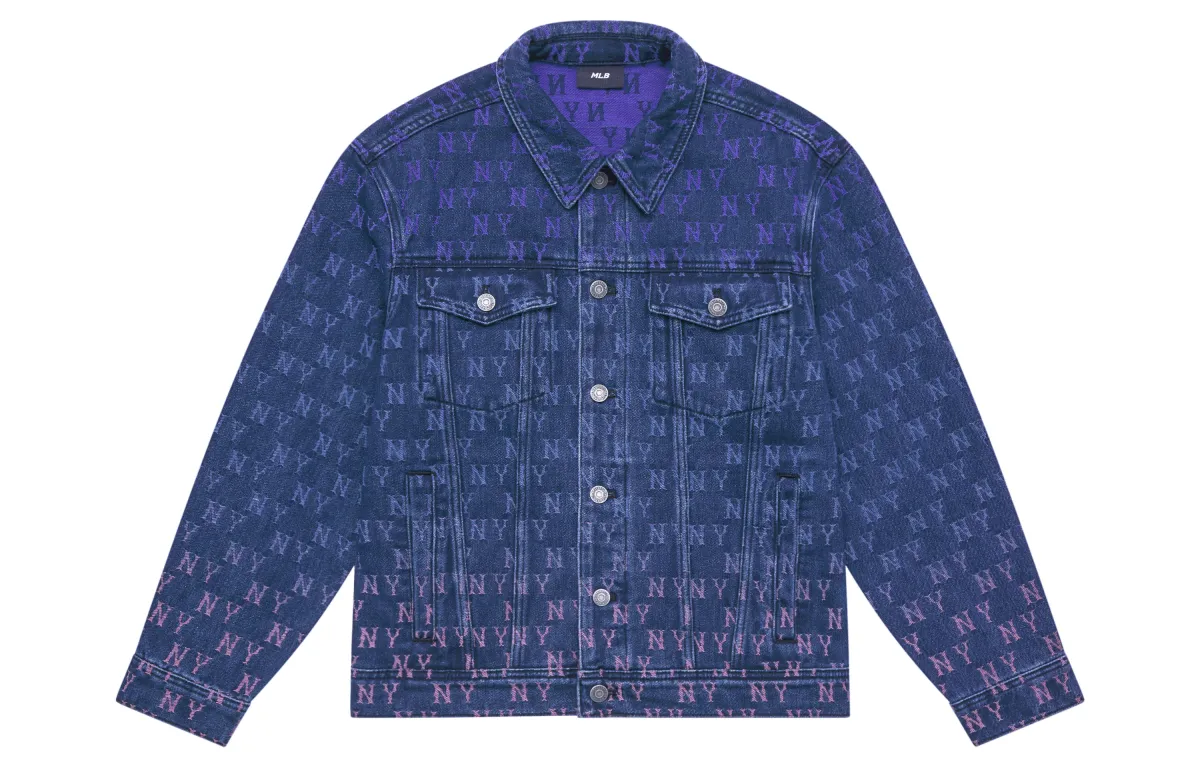 MLB New York Yankees Jacquard Dia Monogram 24FW Denim Jacket Unisex Indigo