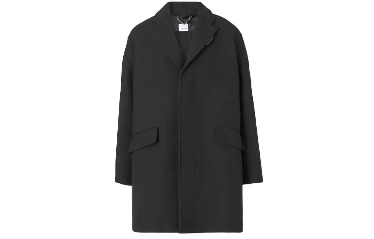 Burberry Coats Men's Black Lapel Moderate Straight Fit