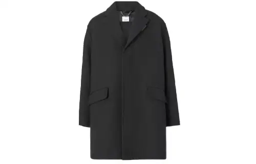Burberry Coats Men's Black Lapel Moderate Straight Fit