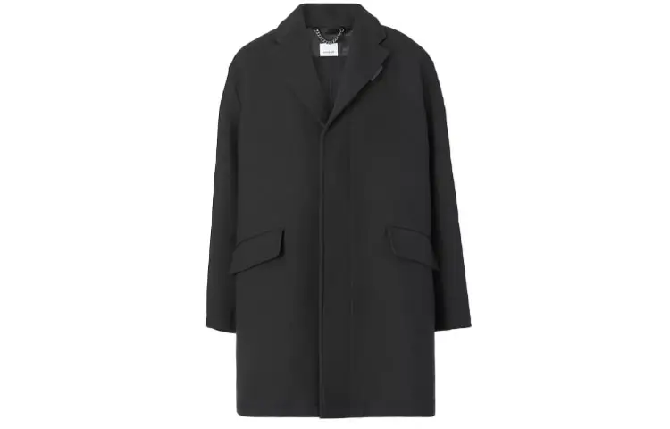 Burberry Coats Men's Black Lapel Moderate Straight Fit