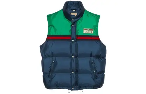 GUCCI Colour Blocked Logo Patch Padded Gilet