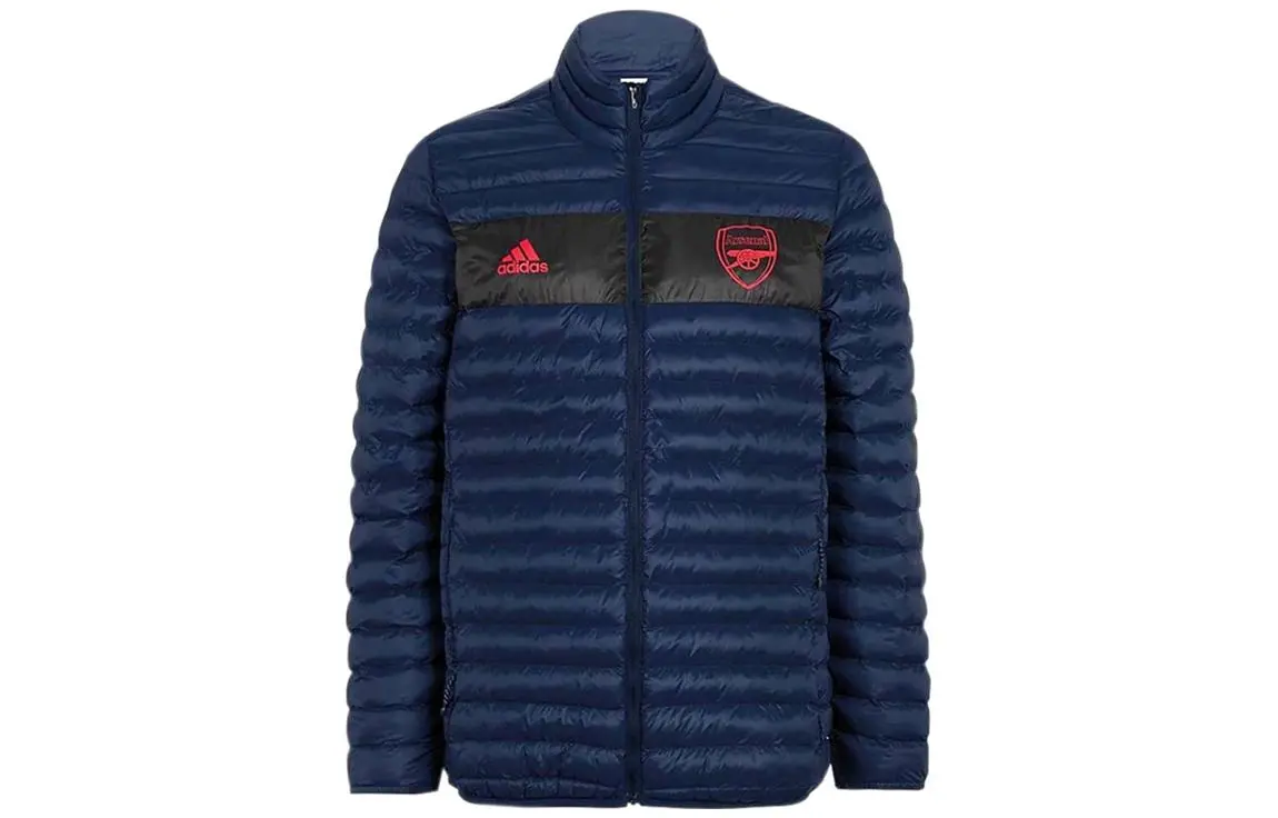Adidas Puffer Jackets Men's Navy Blue Stand Collar Moderate Puffer Jacket