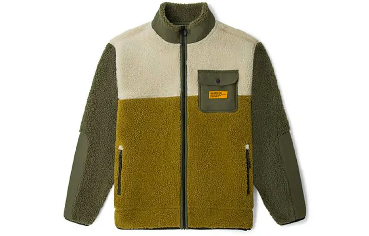 Vans Velvet Jackets Unisex Green Stand Collar Moderate Straight Fit