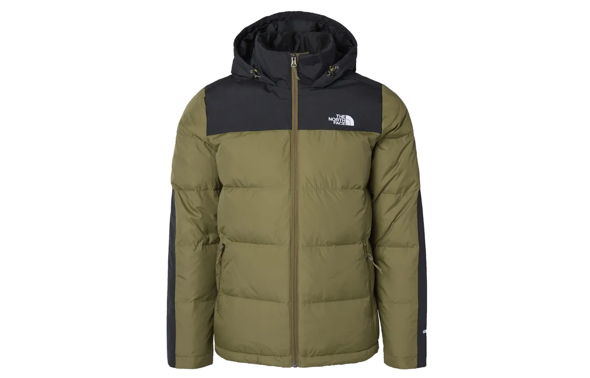 THE NORTH FACE Down Jackets Men's Green Hooded Moderate Straight Fit