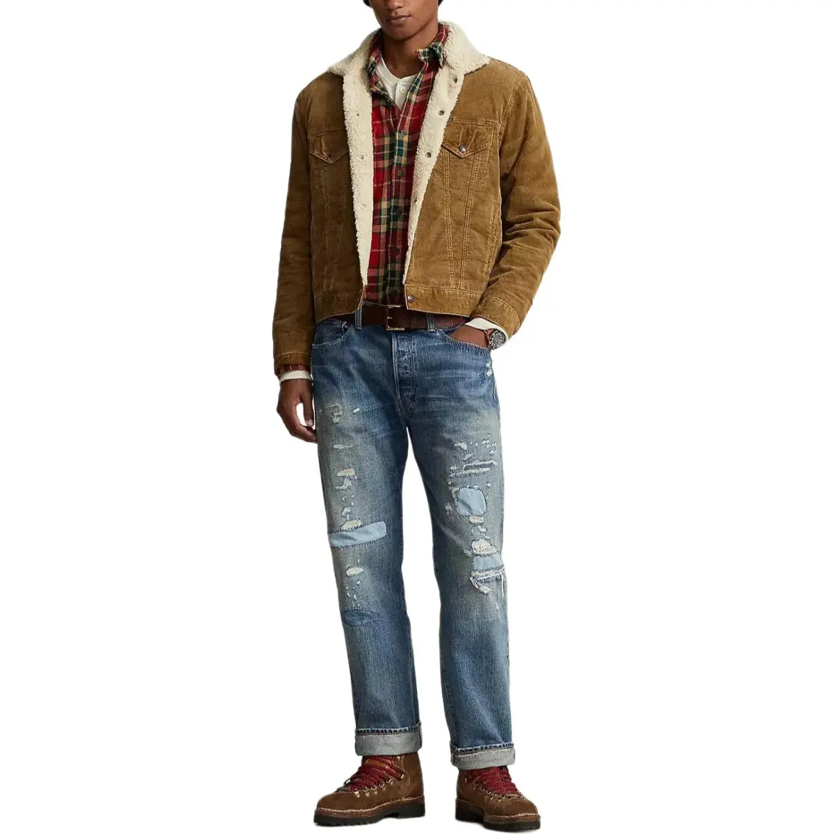 【Zoomed ImageryPrevious Season】fleece-collar button-up corduroy jacket