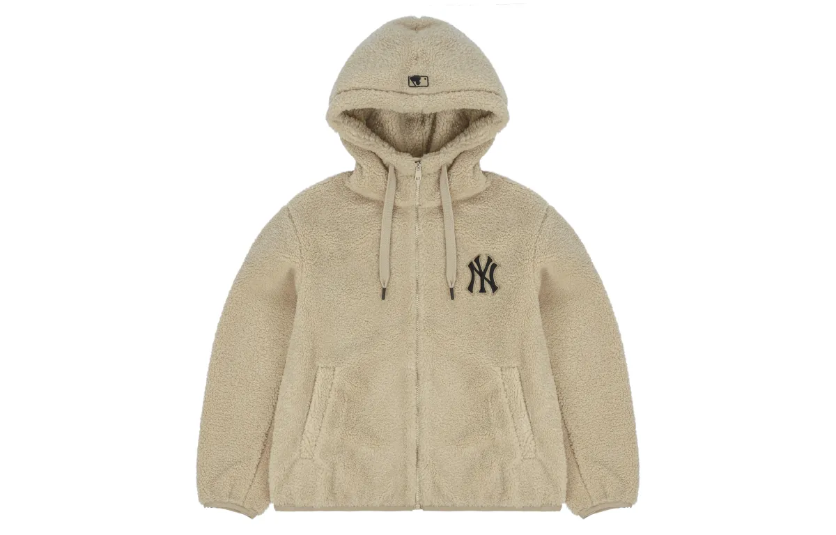 MLB New York Yankees Velvet Jackets Unisex Sandy Brown Hooded Moderate