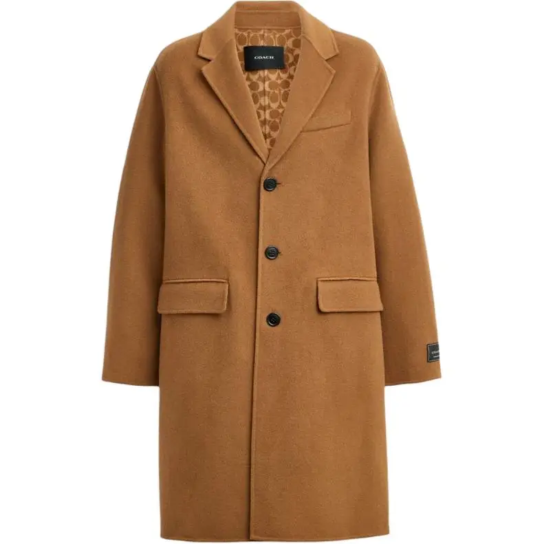 COACH Coats Unisex Camel Lapel Moderate