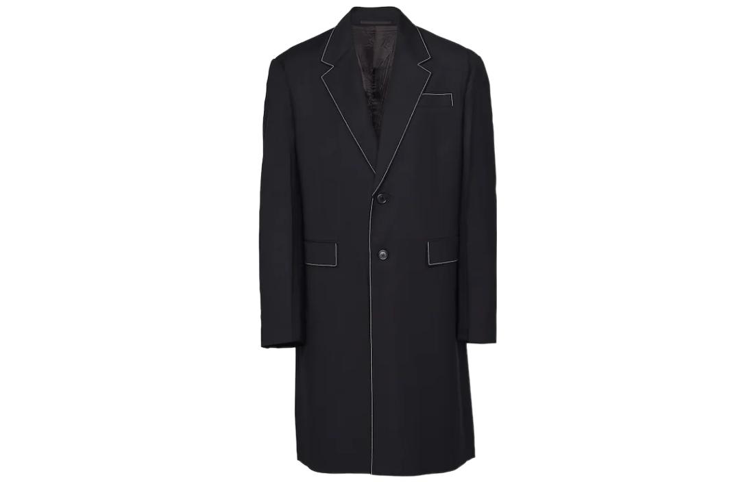 PRADA Prada FW22 Solid Color Stroke Single Breasted Coat Men's Black