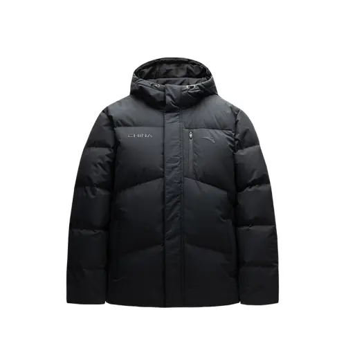 ANTA Down Jackets Unisex Black Hooded Non Detachable Moderate