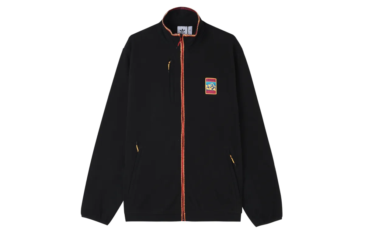 Adidas Originals Velvet Jackets Men's Black Stand Collar Moderate
