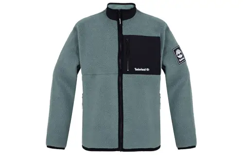 Timberland Velvet Jackets Men's Green Stand Collar Moderate