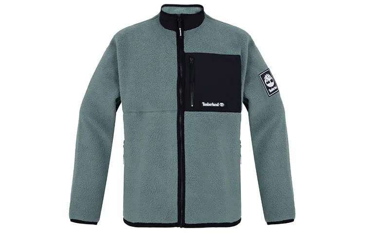 Timberland Velvet Jackets Men's Green Stand Collar Moderate
