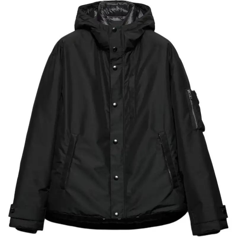 PRADA Buttoned Curved Hem Down Jacket