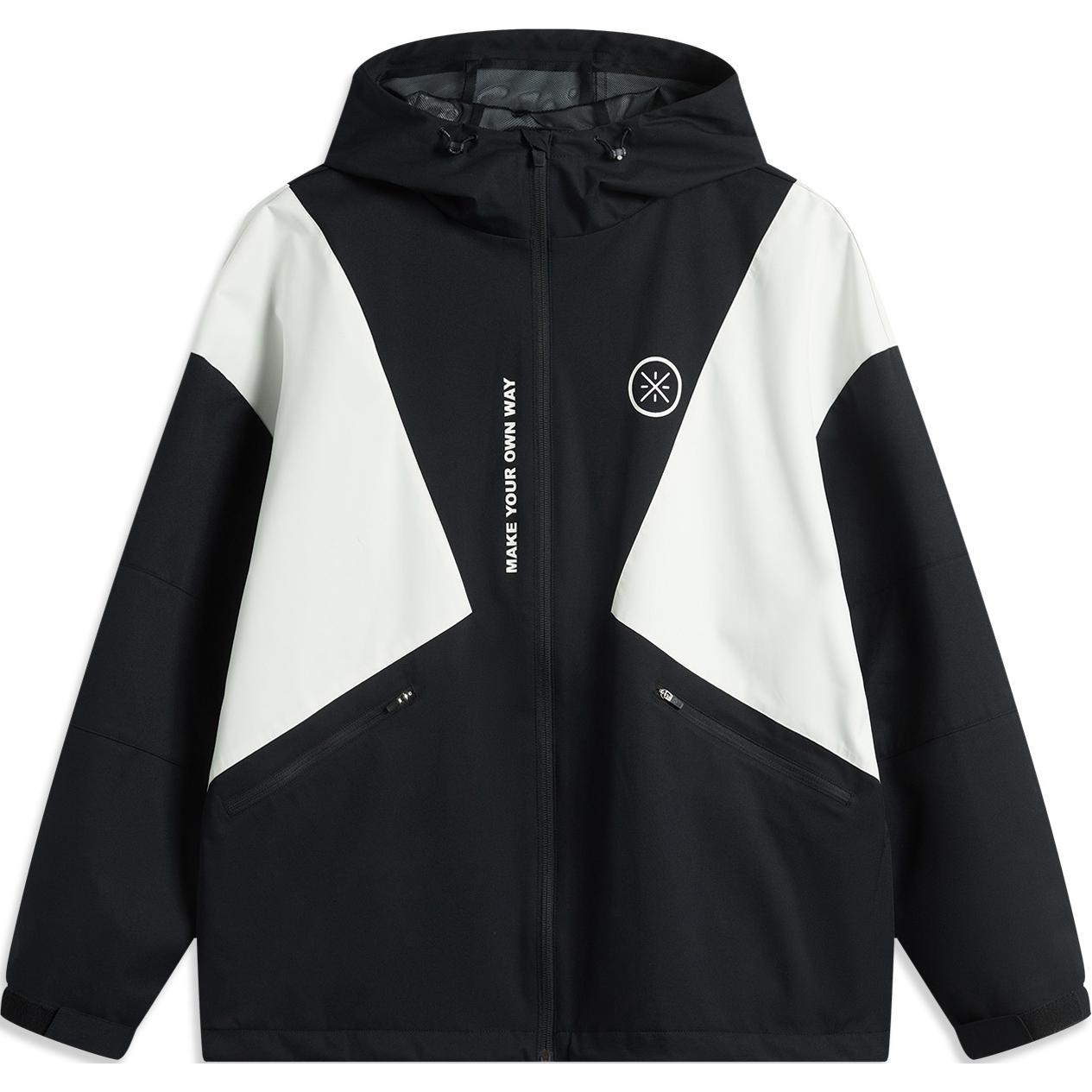 Li Ning, windproof black jacket with hood, loose fit