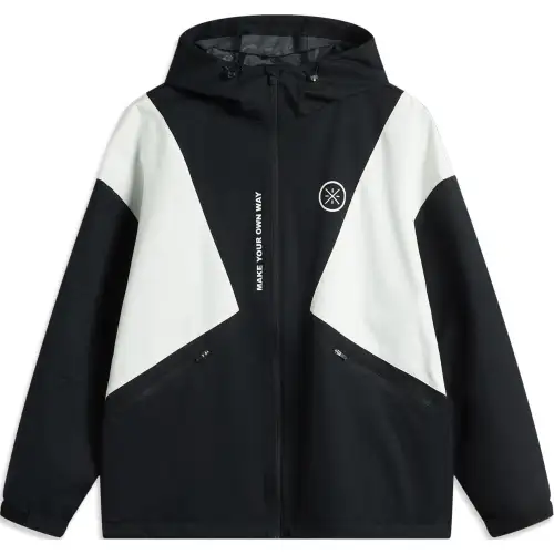 Li Ning, windproof black jacket with hood, loose fit