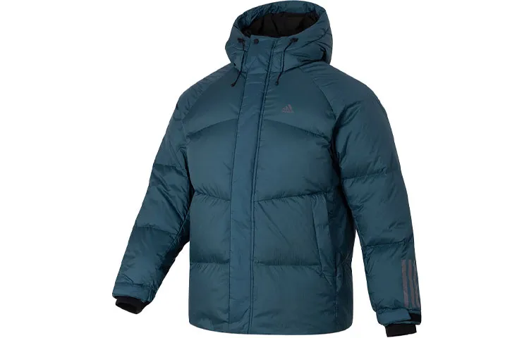 Adidas Down Jackets Men's Blue Hooded (Non-detachable) Moderate