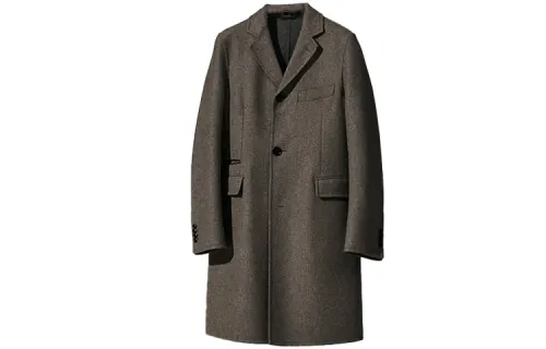HERMES Coats Men's Gray Suit Collar Moderate