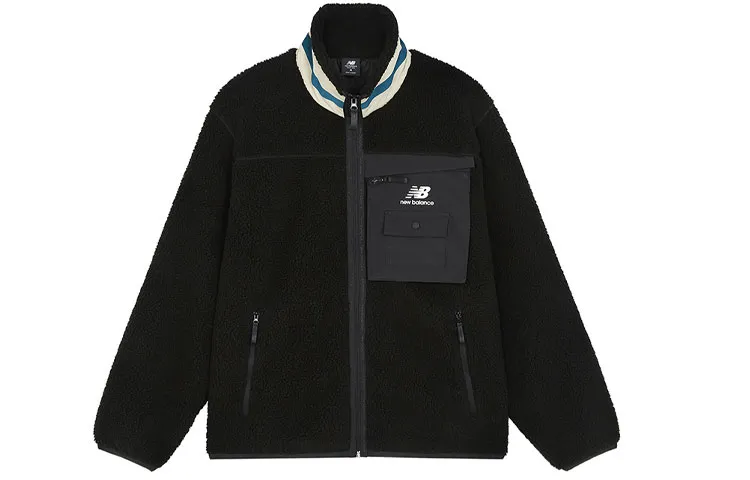New Balance Unisex Keep Warm Velvet Jackets Unisex Black Stand Collar Moderate