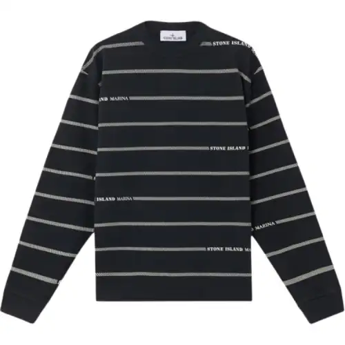 STONE ISLAND Striped Oversized Fit Crewneck Sweatshirt
