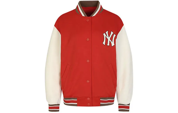 MLB New York Yankees Baseball Jackets Unisex Red Baseball Collar Moderate Straight Fit