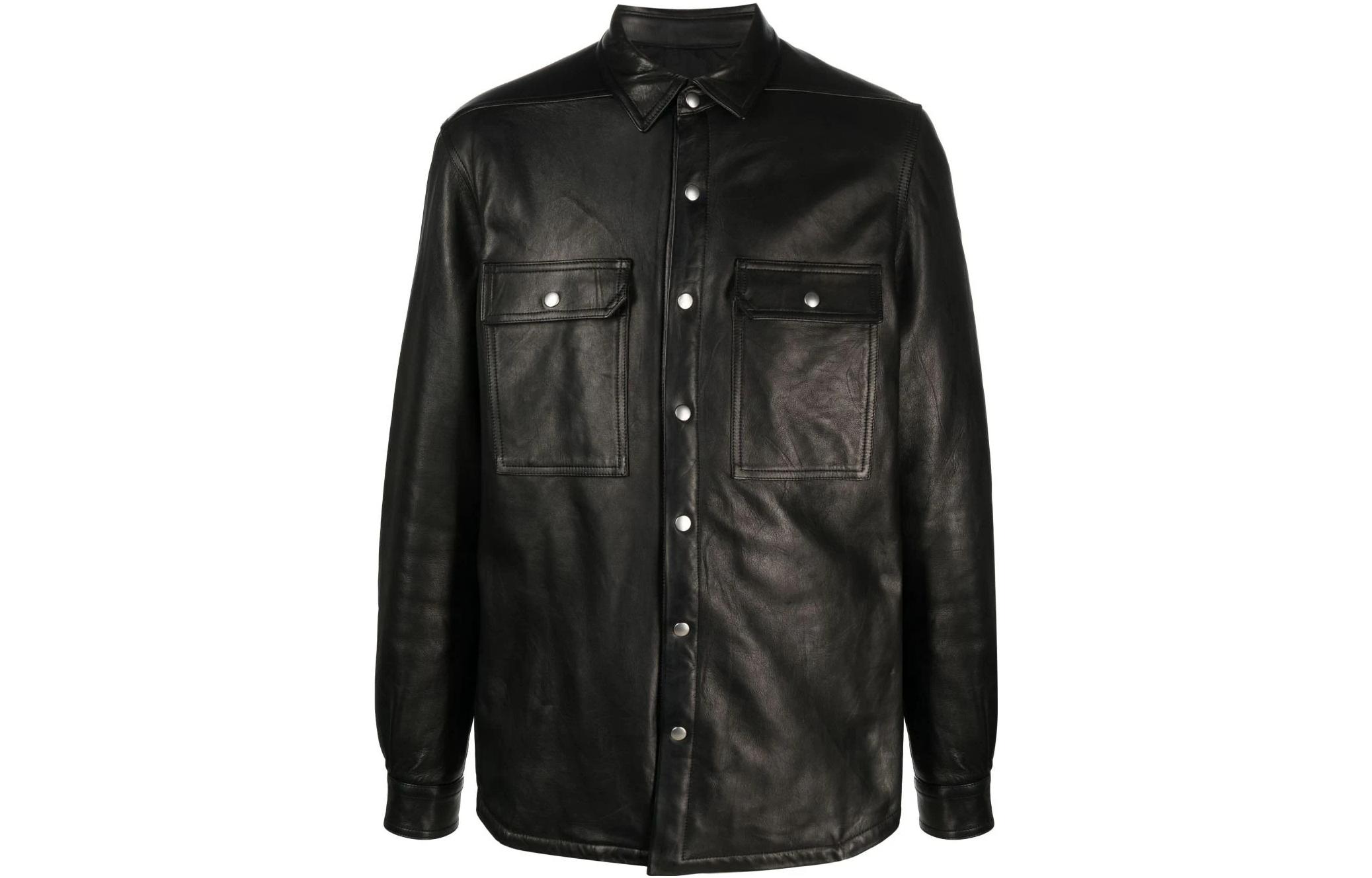 RICK OWENS Chest pocket Leather Shirt Jacket