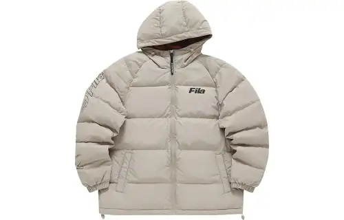 FILA FUSION QR Down Jackets Unisex Light Khaki Hooded Moderate