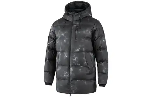 Skechers Down Jacket Men's Cloud Mist All Over Print In Black