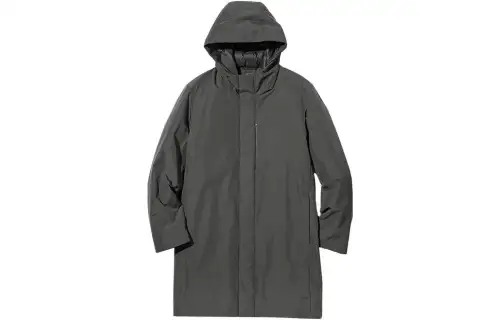 UNIQLO Coats Men's Dark Green Hooded Moderate