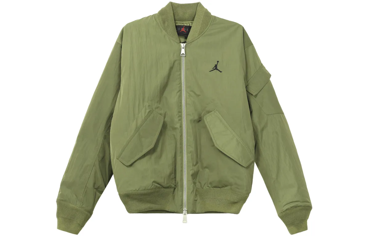 Jordan Puffer Jackets Men's Green Stand Collar Moderate