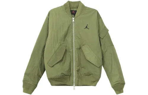 Jordan Puffer Jackets Men's Green Stand Collar Moderate