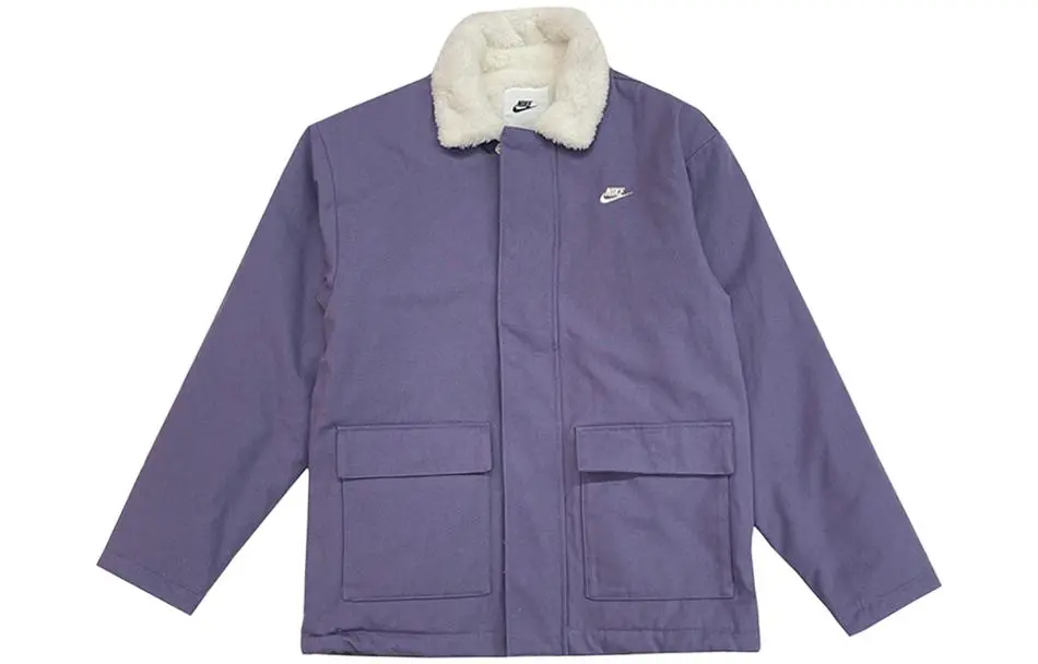 Nike Logo Embroidery Outdoor Casual Sports Long Sleeved Lapel Workwear Fleece Lined Jackets & Coats Men's Purple