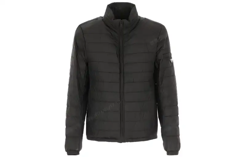 PRADA Down Jackets Men's Black Stand Collar Moderate