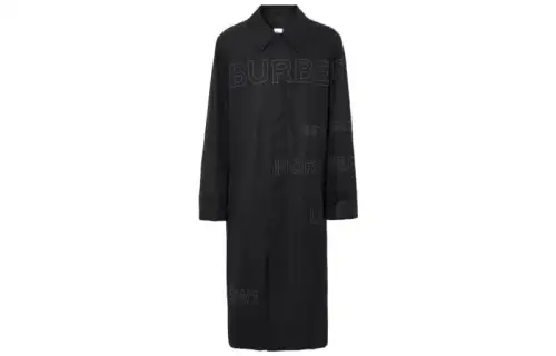 Burberry Coats Men's Black Lapel Moderate Straight Fit