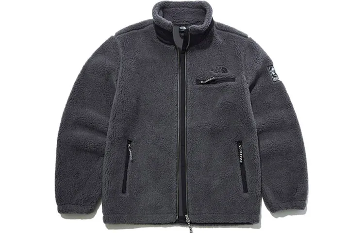 THE NORTH FACE Velvet Jackets Unisex Gray Stand Collar Moderate Straight Fit