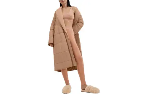 UGG All Gender Quade Quilted Robe Coat Unisex Brown