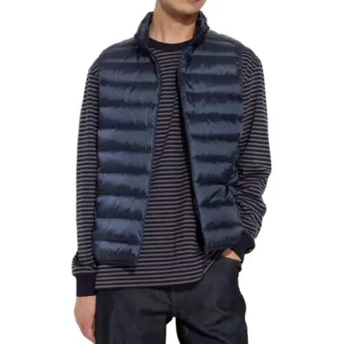 UNIQLO Vests Men's Navy Blue Stand Collar Moderate Other