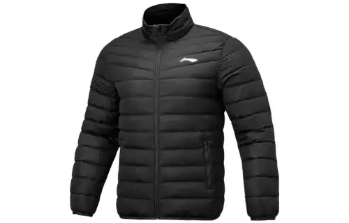 Li Ning Down Jackets Men's Black Stand Collar Without Hood Moderate Other