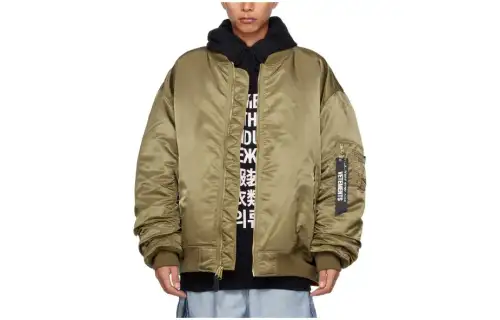 Vetements Jackets Men's Green Stand Collar Moderate Reversible