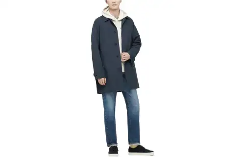 UNIQLO Coats Men's Navy Blue Lapel Moderate