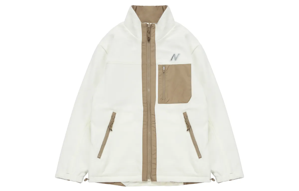 New Balance IU Velvet Jackets Unisex Khaki Stand Collar Moderate